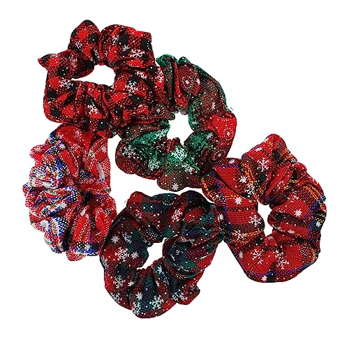Anneome 5 Stück Teiliges Weihnachts Haargummi Elastische Schneeflocken Haargummis in Rot Grün Rot Gelb Schonend Flexibel Modisch für Damen und Mädchen von Anneome