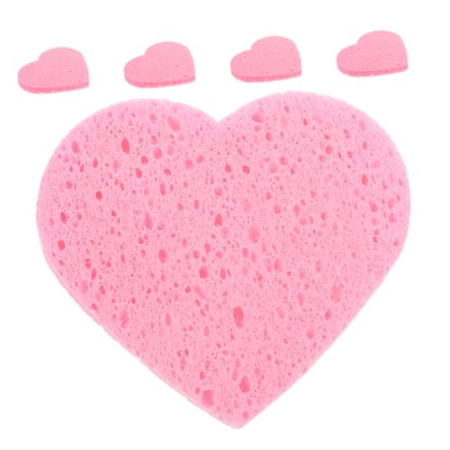 Anneome 5 Stück Weiche Wiederverwendbare Herzförmige Gesichtsschwämme aus Holzpulpe Sanfte Makeup entferner pads für Gründliche Gesichtsreinigung und Peeling Hautfreundlich und Schnell von Anneome
