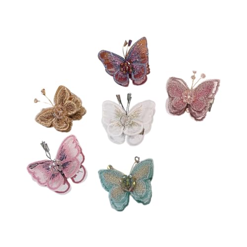 Anneome 6 Stück Bestickte Schmetterling Haarspangen aus Niedliche Haarnadeln für Mädchen und Frauen Langlebige Haarschmuck accessoires in Verschiedenen Farben für Alltag und Party von Anneome