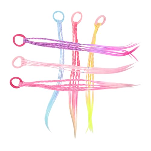 Anneome 6 Stück Bunte geflochtene Haarverlängerungen mit elastischem Band Synthetische Geflochtene Pferdeschwanz Extensions für Mädchen Festival Party Cosplay Styling von Anneome