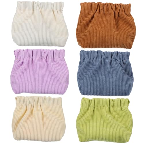Anneome 6 Stück Teiliges Corduroy Kosmetiktaschen Weiche Strapazierfähige Schmink und Schmuckbeutel Kleine Organizer in Farben Multifunktional für Lippenstift Period Bag Reise Etuis von Anneome