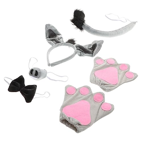 Anneome 6 Stück Teiliges Donkey Kostüm Esel Ohren Haarreif Nasenmaske Fliege Handschuhe Hautfreundlich Sicher für Fasching Halloween Karneval Party von Anneome