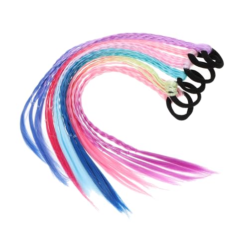 Anneome 6 Stück Teiliges Farbverlaufene Haarverlängerungen für Mädchen Elastische Zopfbänder für Pferdeschwanz Einfach zu Verwenden Modischer Haarschmuck für Alltag Party Hochzeit und von Anneome