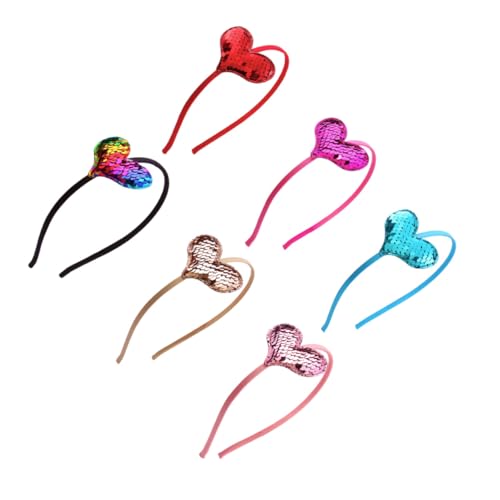 Anneome 6 Stück Teiliges Glitzer haarband mit Pailletten Herzform Leichtes Stirnband für Frauen und Mädchen Modisches Haar accessoire für Partys Valentinstag und Besondere Anlässe von Anneome