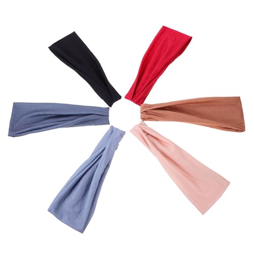 Anneome 6 Stück Teiliges Sport Stirnband für Damen und Herren Atmungsaktives Rutschfestes Yoga Haarband Schweißband in Farben Weich und Komfortabel für Workout und Fitness von Anneome