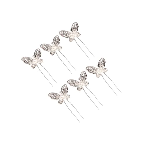 Anneome 6 Stück Teiliges U Förmige Haarnadeln aus Metall mit Vintage Schmetterlingsdesign mit Perlen und Strasssteinen Besetzt Eleganter Haarschmuck für Damen Geeignet für Hochzeit Party von Anneome