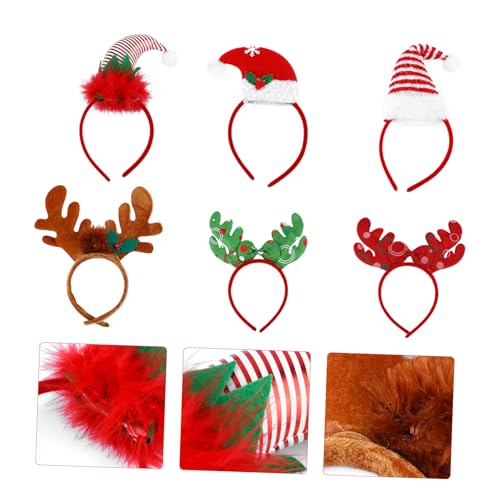 Anneome 6 Stück Teiliges Weihnachtskopfband mit Rentiergeweih und Weihnachtsmützen Weicher Gepolstert Farbenfrohe Haarschmuck Accessoires für Erwachsene und Festliche Kopfbedeckung für von Anneome