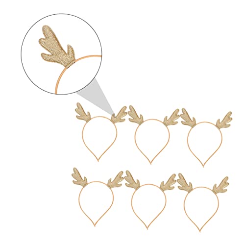 Anneome 6 Stück Weihnachtlicher Rentier Geweih Haarreif Gold und Erwachsene Leichtes Haarschmuck Accessoire für Party Kostüm Karneval und Bühnenauftritt von Anneome