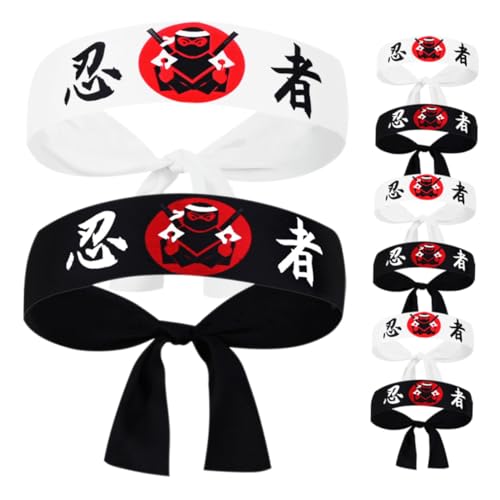 Anneome 8 Stück Teiliges Ninja Stirnband mit Traditionellem Japanischem Karate Motiv Atmungsaktiv und Hautfreundlich Vielseitig für Küchenpersonal Kostümpartys und Martial Arts Training von Anneome