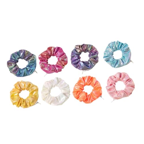 Anneome 8 Stück Teiliges PU Haargummi mit Farbverlauf Elastische Haarbänder für Mädchen Kreative Zipper optik Gute Elastizität Vielseitig Einsetzbar Modisches Haarschmuck Accessoire von Anneome