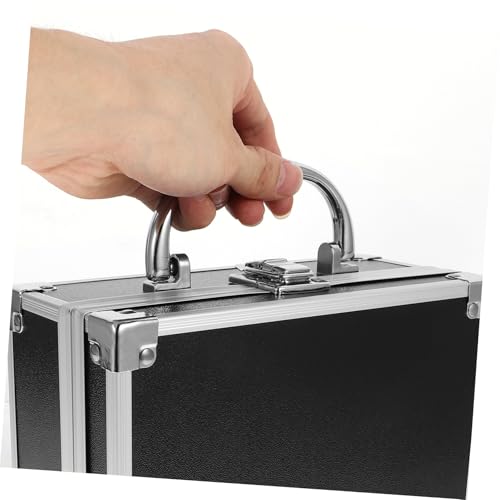 Anneome Aluminiumlegierung Kosmetikkoffer Tragbarer Make up Organizer Koffer mit Griff Leichter Werkzeugkoffer für Nagelbedarf und Instrumentenaufbewahrung Schwarz Klein von Anneome