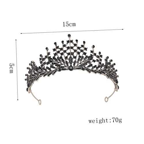 Anneome Barocke Schwarze Brautkrone Tiara aus Langlebigem Legierungsmetall Komfortabel und Stabil Kopfbedeckung für Hochzeit Party Halloween Prinzessinnen und Festliche Anlässe von Anneome
