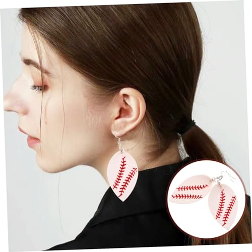 Anneome Baseball Ohrringe Damen Sportschmuck Leichte Kreative Tropfen Ohrringe mit Baumblatt Design Imitat für Sportliebhaber Weiß von Anneome