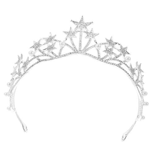 Anneome Brautkrone mit Sternen Perlen und Kristallen Silbernes Electroplated Haaraccessoire Leichte Tiara für Hochzeit Braut und Festliche Anlässe Langlebig und Glänzend von Anneome