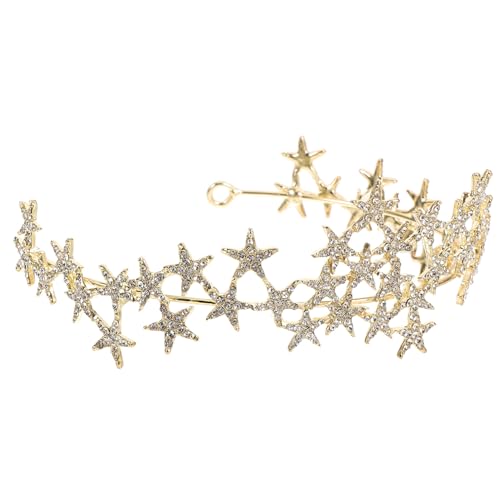 Anneome Delikate Barock Tiara Haarreif mit Funkelnden Strasssteinen Goldfarbenes Haarschmuck für Braut Hochzeit Party Festliche Anlässe Leicht zu Tragen und Elegant für Damen Mädchen von Anneome