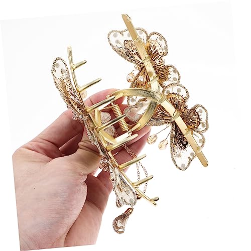 Anneome Doppelschmetterling Haarklammer mit Quaste Eleganter Haarspangen Clip für Frauen Praktischer Haarhalter für Alltag Partys Hochzeiten und Make Up Schmerzfrei und Sicher zu Tragen von Anneome