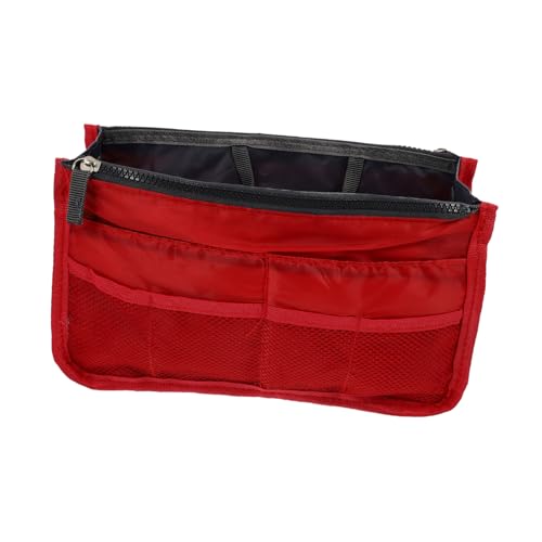 Anneome Doppelter Faltbarer Handtaschen-innentasche mit Mehrfachfächern Große Kapazität Praktischer Reise-Organizer Rote Multifunktionale Tragetasche für Kosmetik und Alltagsgegenstände von Anneome