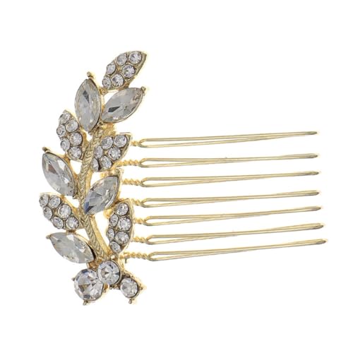 Anneome Eleganter Haarkamm mit Strassbesetzten Legierungsblättern Modischer Haarschmuck für Damen Vielseitiges Haaraccessoire für Hochzeit Party und Alltag Einzigartiges Design Goldfarben von Anneome
