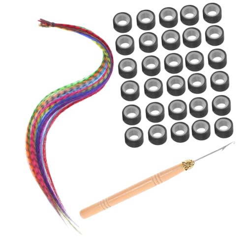 Anneome Farben Haarkreide Synthetische Haarverlängerungen für Cosplay Partys und Tanz Häkelnadel und Schwarzen Verbindungsringen von Anneome