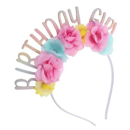 Anneome Geburtstags Haarreif mit Realistischen Blumen und Buchstaben Langlebiges und PU Leder Material Eleganter Kopfschmuck für Damen Komfortabel für Partys und Festliche Anlässe von Anneome