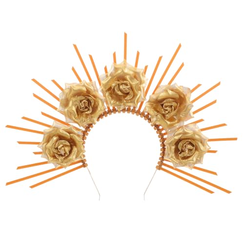 Anneome Göttinnen Stirnband Goldfarben Party Haarreif mit Blumen Krone Elegant Leicht Damen Fest Hochzeit Cosplay Zubehör Geeignet für Fotoshootings und Festliche Anlässe von Anneome