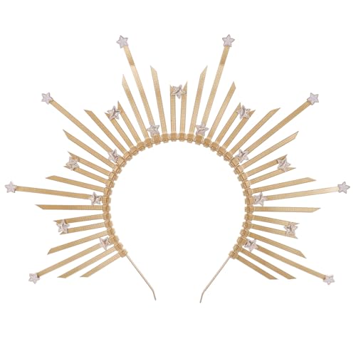Anneome Gothic Sunburst Spike Headpiece Damen Kopfband Goldfarbenes Leichtes Stirnband mit Krone Modischer Haarschmuck für Halloween Cosplay Retro Abendveranstaltungen von Anneome