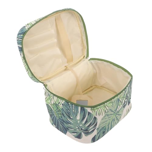 Anneome Große Kosmetiktasche Damen Monstera Muster Canvas Make up Tasche Reise Kulturtasche Tragbar Robust Leicht Zu Reinigen Toiletry Bag Für Schminke Und Pflegeprodukte von Anneome