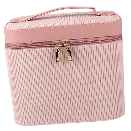 Anneome Großer Kosmetikkoffer Damen mit Spiegel Tragbarem Beautycase Handlicher Kulturbeutel mit Doppeltem Fach für Reise und Alltag Rosa Langlebig und Kratzfest von Anneome