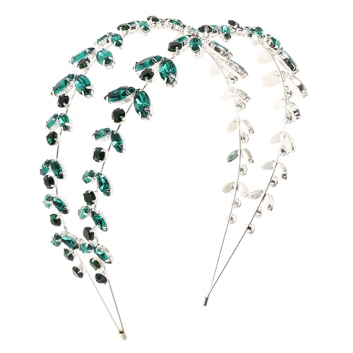 Anneome Grüner Strass-haarreif Hochzeit Mehrlagig mit Kristallblatt-design Braut Haarschmuck Komfortabel Handgefertigt für Frauen Mädchen von Anneome