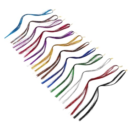 Anneome Hair Tinsel mit Bunten Farben DIY Extensions mit Häkelnadel Mikroringe Haargummis Clips Glitzernde Lametta Strähnen für Party Cosplay Festival Damen Haarschmuck von Anneome