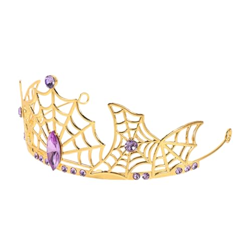 Anneome Halloween Crown Tiara Halloween Stirnband Metall Tiara Hochzeit Stirnband Partykrone Königin Krone Metallische Strasssteine Golden von Anneome