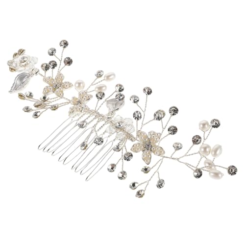 Anneome Hochwertiger Braut Haarkamm Silber mit Perlen und Volumenverstärkender Hochzeitsschmuck für Hochsteckfrisuren Seitliche Strass Haarspange für Braut und Brautjungfern von Anneome
