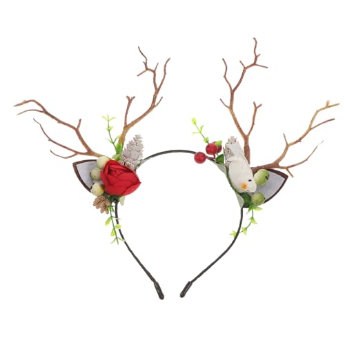 Anneome Lustiges Hirschgeweih Stirnband mit Vogel und Beeren Robustes Haaraccessoire für Weihnachten Halloween Party und Kostüm Geeignet für Erwachsene von Anneome