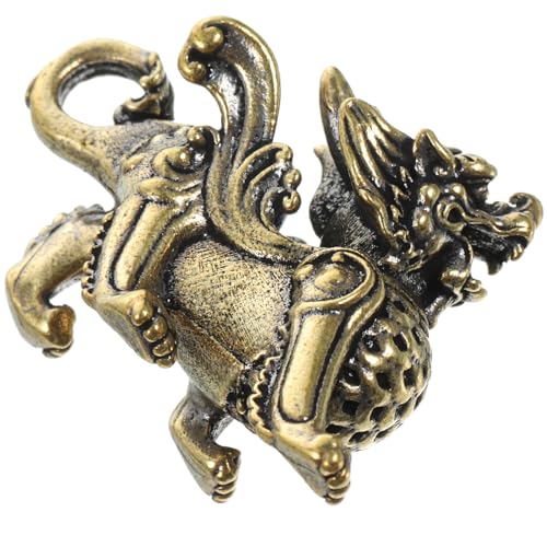 Anneome Messing Kylin Schlüsselanhänger Anhänger Retro Dekor Figurine Tierskulptur Schreibtischdekor Glücksbringer Autoaccessoire von Anneome