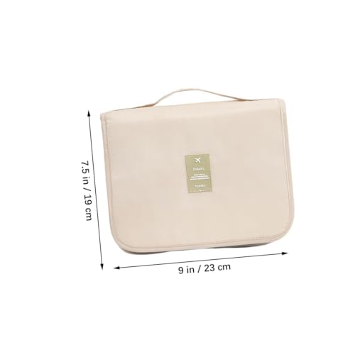 Anneome Multifunktionale Kosmetiktasche Damen mit Haken Waschbare Kulturbeutel Reise Organizer mit Mesh Beige für Make up und Toilettenartikel Unterwegs von Anneome