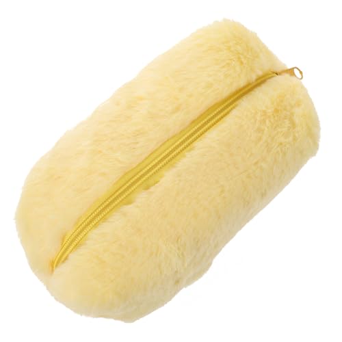 Anneome Multipurpose Kosmetiktasche Gelb mit Plüschoberfläche Leichte Makeup Stifttasche Handliche Aufbewahrungstasche für Damen Kompakt und Robust für Reisen und Alltag von Anneome