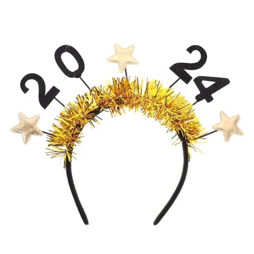 Anneome Neujahr Haarband Stoff Stirnband Party Kopfschmuck Damen Herren Festliche Foto Requisite Goldener Year Headpiece für Silvester Feier von Anneome