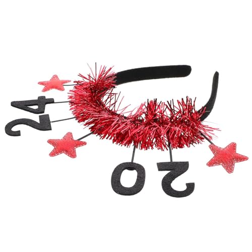 Anneome Neujahr Haarreif Damen Rotes Sternen Stirnband Lustige Partyhaarbänder Festlicher Kopfschmuck für Silvester und Alltag von Anneome