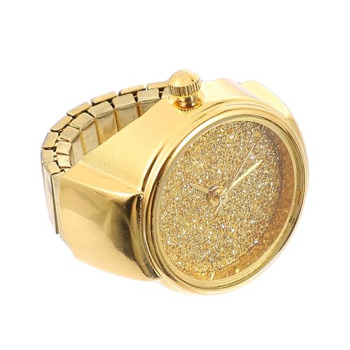 Anneome Ringuhr Damen Herren mit Einfachem Glitzereffekt Elastischem Band Quarzuhrwerk Verstellbar für Verschiedene Finger Modisches Accessoire für Party und Alltag von Anneome