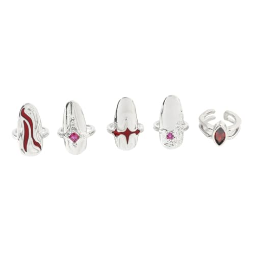 Anneome Roter Nagelring aus Langlebiger Legierung Modische Fingernagel Schmuck Damen Nailart Nageldekorationen Eleganter Finger Schmuck für Alltag und Festliche Anlässe von Anneome
