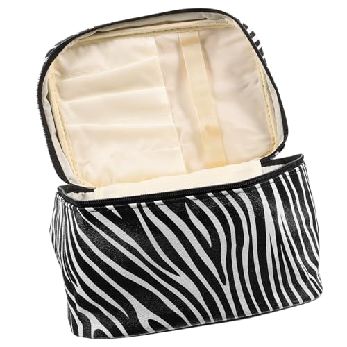 Anneome Schwarze weiße Zebramuster Kosmetiktasche Pu Leder Reise Kulturbeutel mit Viel Stauraum und Robustem Reißverschluss für Damen Multifunktionaler Make up Organizer und von Anneome