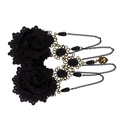 Anneome Schwarzer Gothic Haarschmuck Blumen spitzen Haarspange Damen Halloween Party Kopfschmuck Handgefertigt Komfortabel Für Festliche Anlässe von Anneome