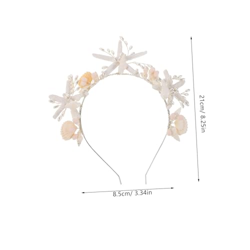 Anneome Silberperlhaarband Hochzeit Haarband Hochzeitshaarschmuck für Bräute Muschel Stirnband Braut Kopfbedeckung Meerjungfrauen-Haarbänder für Mädchen Metall Kunststoff Weiß von Anneome