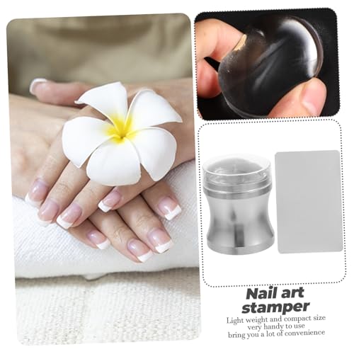 Anneome Silikon Nagel Stempel mit Schaber Wiederverwendbar Transparent Großer Stempelkopf French Tip Nail Art Maniküre DIY Stamping Werkzeug für Fingernägel und Nagelkunst von Anneome