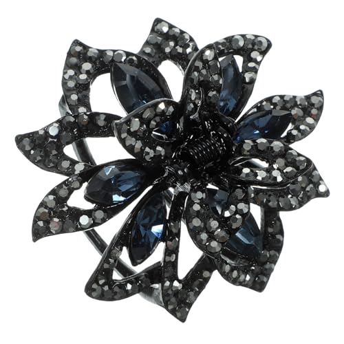 Anneome Strass Blüten Haarkralle für Dickes Haar Kleine Schwarze Haarklammer mit Glänzenden Kristallen Stabiler Damen Haarschmuck für Elegante Hochsteckfrisuren und Pferdeschwanz von Anneome
