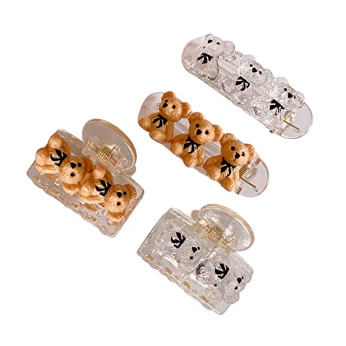 Anneome Teiliges Haarklammern mit Niedlichem Bärenmotiv Transparente und Khakifarbene Haarspangen für Damen Rutschfeste Haarklammer zur Effektiven Frisurenfixierung für Kostümpartys und von Anneome