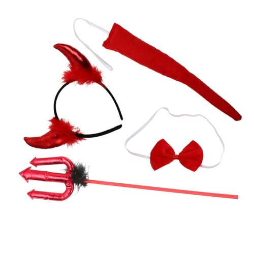 Anneome Teufelshorn Haarreif Set mit Elastischen Hörnern und Leichtem Teufelsspeer Halloween Cosplay Accessoire für Damen und Herren Karneval Party Zubehör von Anneome