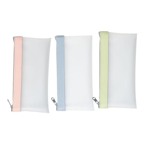 Anneome 3stücke Teiliges TPU Transparente Federmäppchen Kirschblütenpink Und Nebelblau Praktische Und Dekorative Stiftetaschen Für Schule Und Büro Für Schreibwaren Und von Anneome