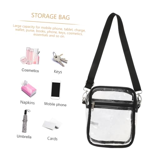 Anneome Transparente Crossbody Handytasche Damen mit Reißverschluss Verstellbar Große PVC Umhängetasche Geldbörse und Kosmetiktasche für Sportveranstaltungen und Festivals von Anneome