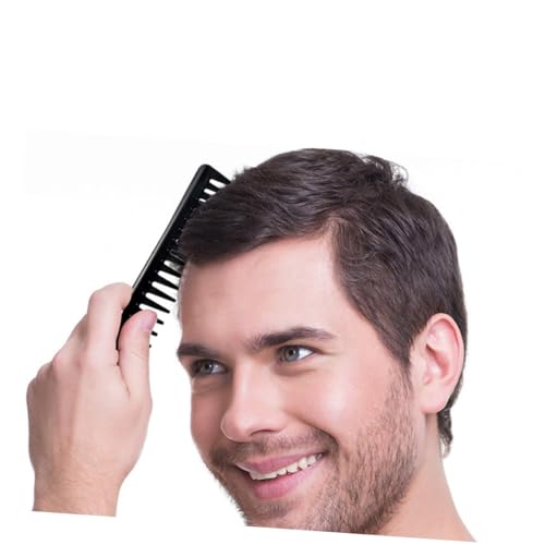 Anneome Vintage Breitzinkiger Herren Salon Haarkamm Antistatisch Bruchfest Leicht für Nasses und Dickes Haar Professionelles Styling und Sanftes Entwirren Langlebiges Material Schwarz von Anneome